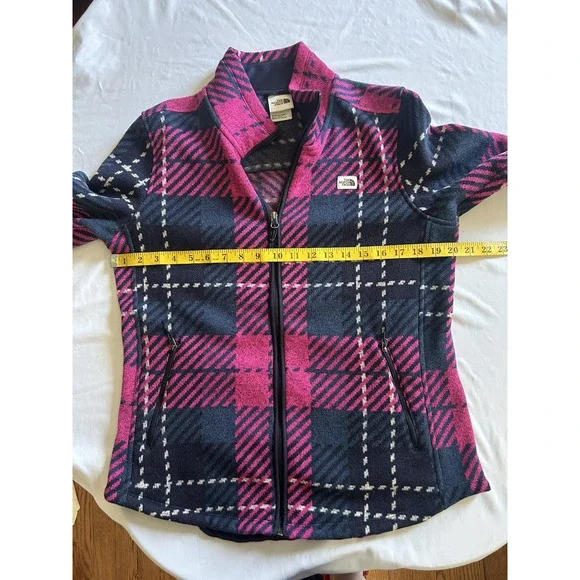The North Face Plaid Full Zip Fleece Jacket Womens Size Large Pink Blue Outdoor - Picture 6 of 8